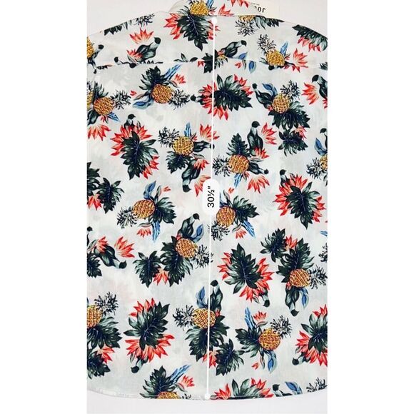 Jogal Pineapple Floral Tropical Linen Blend Spread Collar White Shirt sz XXL NWT - Picture 7 of 10
